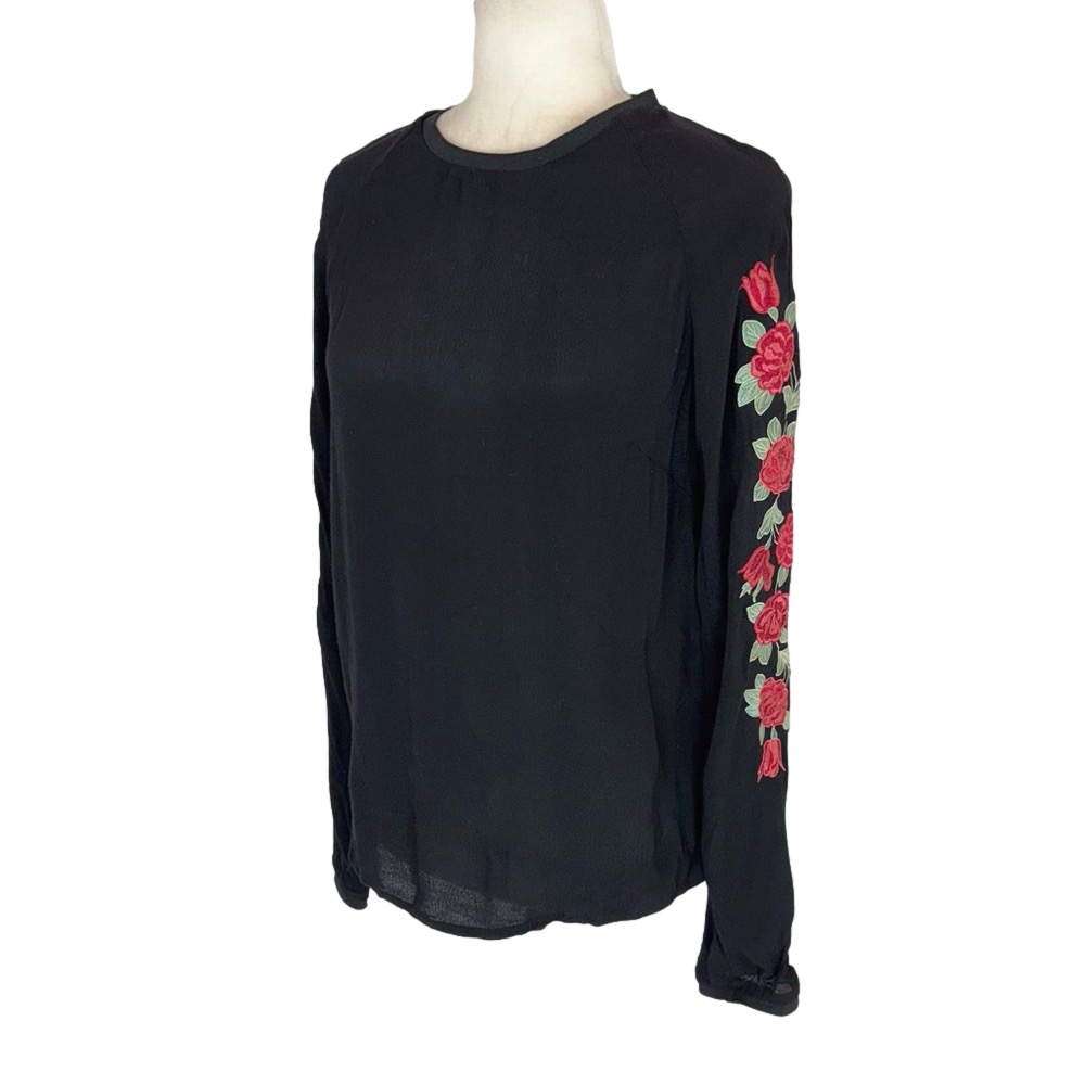 Twik black floral embroidered blouse